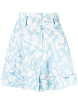 Bambah Arielle Cairo floral-print linen shorts - Blue