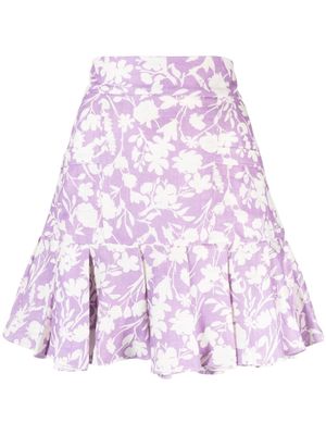 Bambah Arielle ruffle-hem linen mini skirt - Purple