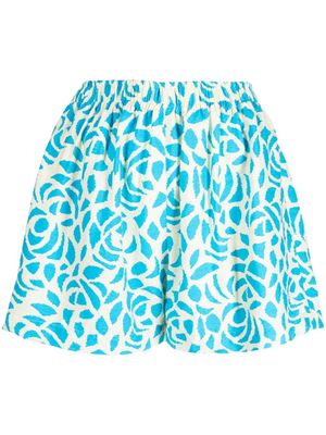 Bambah Camelia floral-print linen shorts - Blue