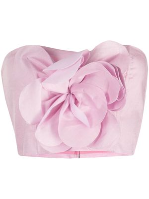 Bambah floral-motif linen cropped top - Pink