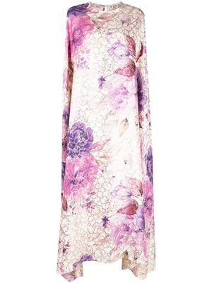 Bambah floral-print draped kaftan dress - Purple