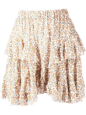 Bambah floral-print ruffle skirt - Orange