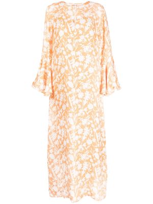 Bambah floral-print ruffled kaftan dress - Orange