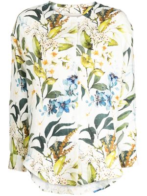 Bambah gardenia-print collarless blouse - White