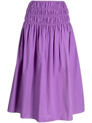 Bambah gathered cotton-poplin midi skirt - Purple