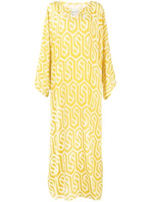 Bambah geometric-print kaftan dress - Yellow