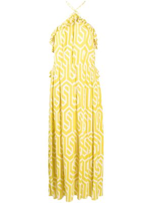 Bambah geometric-print ruffled dress - Yellow