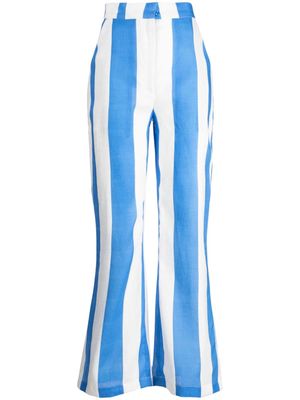 Bambah Italy striped flared linen trousers - Blue