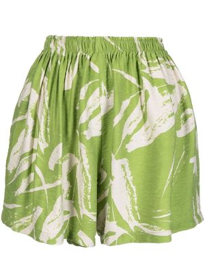 Bambah Linden leaf-print shorts - Green