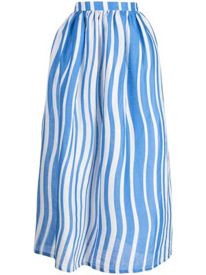 Bambah Sicily striped linen midi skirt - Blue