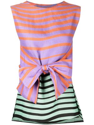Bambah sleeveless striped tie-waist blouse - Purple