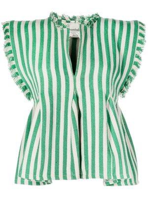 Bambah striped frayed-edge tunic - Green