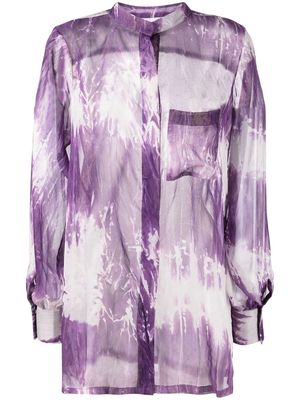 Bambah tie-dye collarless shirt - Purple