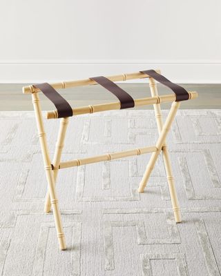 Bamboo Inspired Luggage Rack with Leather Straps