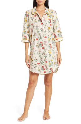 ban. do Botanical Long Sleeve Cotton Nightgown in Beige