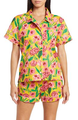 ban. do Leisure Floral Short Sleeve Cotton Pajama Top in Yellow