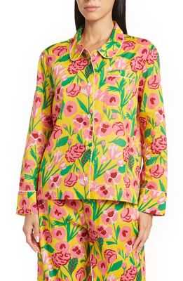 ban. do Los Floras Floral Long Sleeve Cotton Pajama Top in Yellow