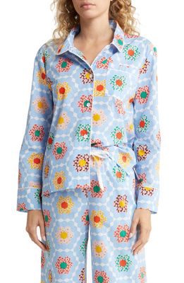 ban. do Patchwork Long Sleeve Cotton Pajama Top in Light Blue