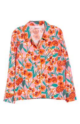 ban. do Women's Las Flores Pink Print Long Sleeve Cotton Pajama Top