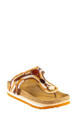 band of the free Orion Beaded Platform Sandal in Tan Combo