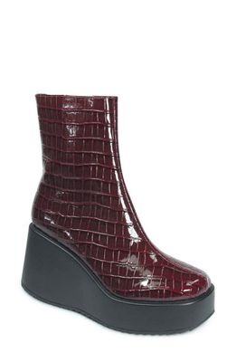 band of the free Starling Platform Wedge Boot in Cranberry Croco
