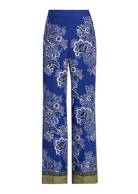 Bandana Wide-Leg Silk Pants