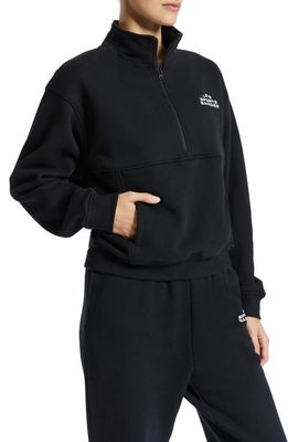 BANDIER Les Sports Half Zip Pullover Sweatshirt in Black/White
