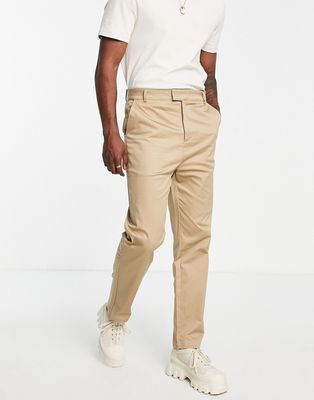 Bando carrot fit tapered suit pants in taupe-Gray