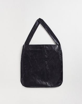 Bando faux leather tote bag-Black