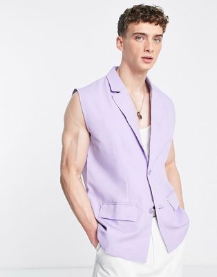Bando oversized tailored vest in lilac-Purple