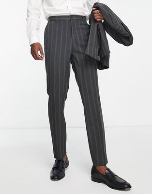 Bando slim fit suit pants in gray pinstripe-Navy