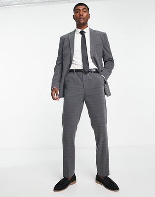Bando slim fit suit pants in gray plaid