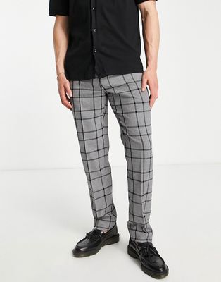 Bando slim smart pants in gray plaid