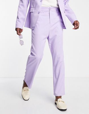 Bando wide leg loose fit suit pants-Purple
