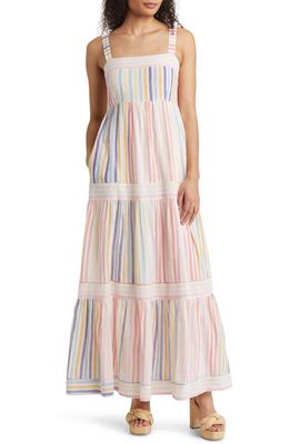 Banjanan Daniella Stripe Cotton Voile Maxi Dress in Candy Stripe