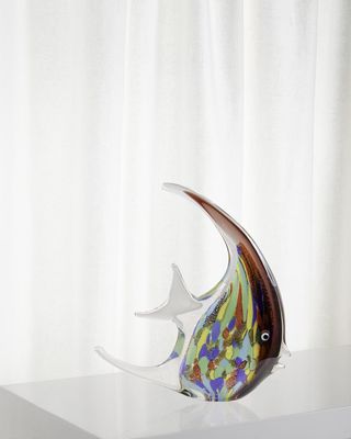 Banner Art Glass Fish Sculpture - 7.5" x 1.5" x 7.75"