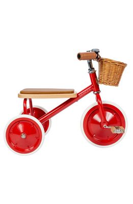 Banwood Tricycle with Wicker Basket in Red