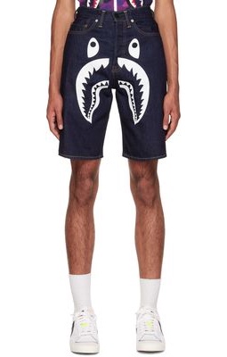 BAPE Indigo Shark Denim Shorts