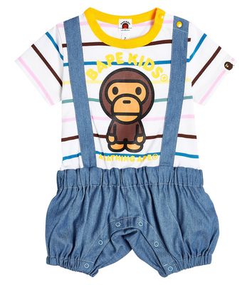 BAPE Kids Baby Milo® printed cotton-blend playsuit