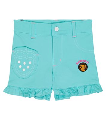 BAPE Kids Baby Milo® ruffle-trimmed denim shorts