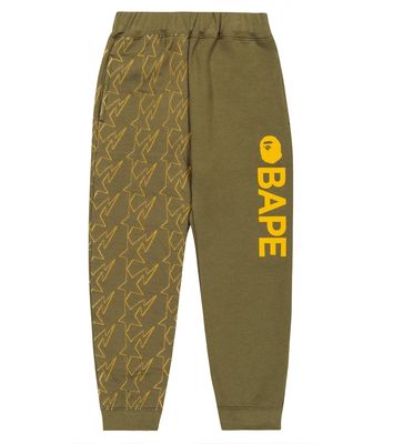 BAPE Kids Embroidered cotton-blend sweatpants