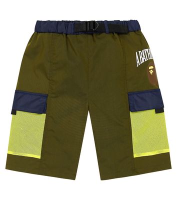 BAPE Kids Logo mesh-trimmed cargo shorts