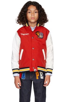 BAPE Kids Red Milo Varsity Jacket