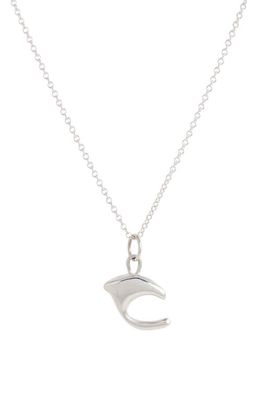 Bar Jewellery Alphabet Initial Sterling Silver Necklace in Letter C Silver