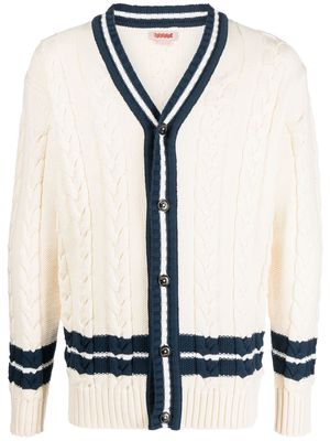 Baracuta cable-knit stripe trim cardigan - Neutrals