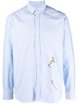 Baracuta splatter embroidered shirt - Blue