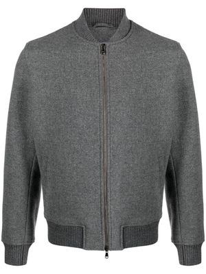 Barba band-collar virgin wool jacket - Grey