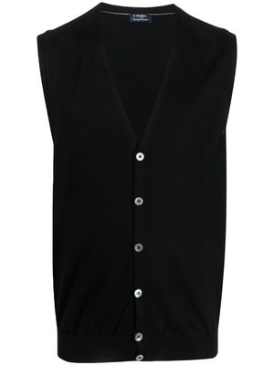 Barba button-front V-neck cardigan - Black