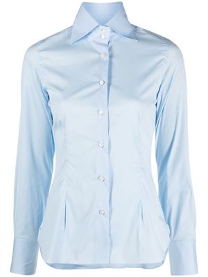 Barba button-up ruched shirt - Blue