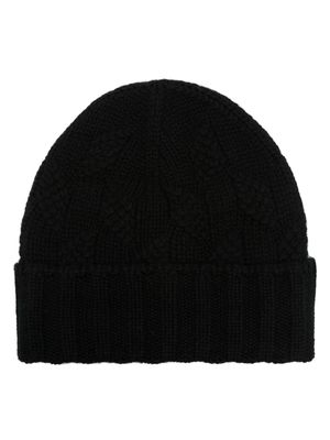 Barba cable-knit cashmere beanie - Black